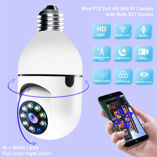 1080P WiFi Bulb Camera – E27 4X Zoom Security Monitor with 5G Alarm