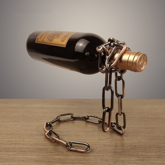 Suspended Iron Chain Wine Rack – Unique Metal Bottle Holder