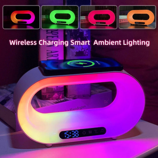 3-in-1 Smart LED Lamp – RGB Light, Wireless Charger & Alarm Clock