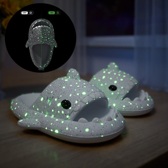 Shark Slippers with Starry Night Light – Cozy Bathroom & House Shoes