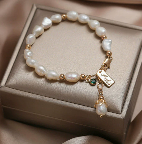 Natural Zircon Pearl Bracelet – Luxury Fashion Jewelry