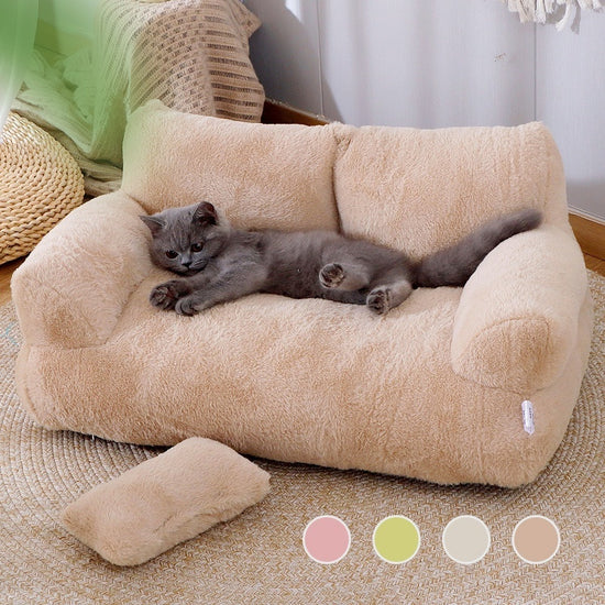 Luxury Plush Cat & Dog Bed – Warm Winter Sofa Nest for Pets
